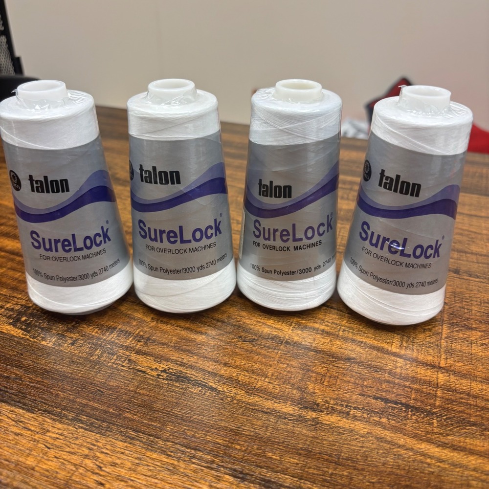 4 Pack Talon SureLock White Overlock Machine Thread 3000 Yds Each Spun Polyester